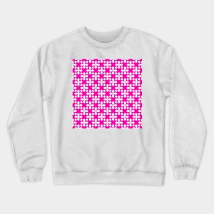 White Clovers and Dots Pattern on Pink Background Crewneck Sweatshirt